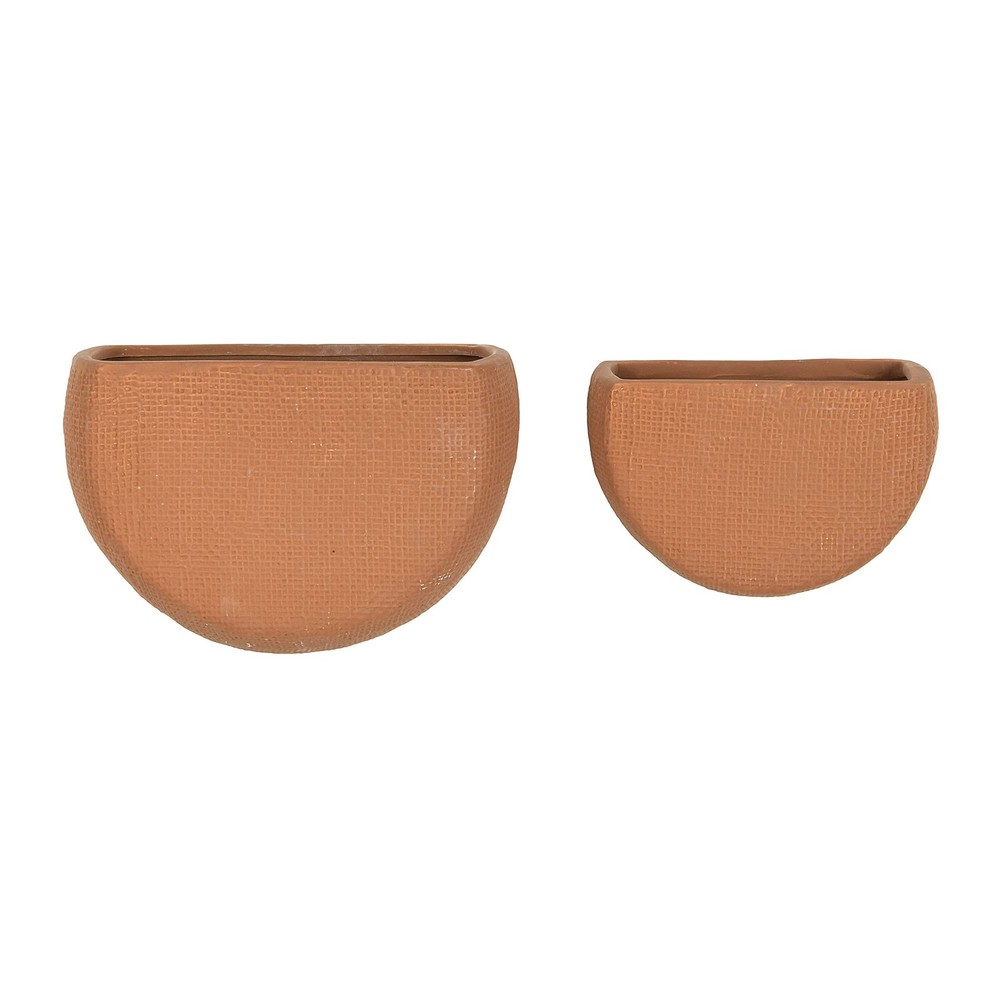 Modern Boho Stoneware Wall Mount Planters, Terracotta, Set of 2 Sizes