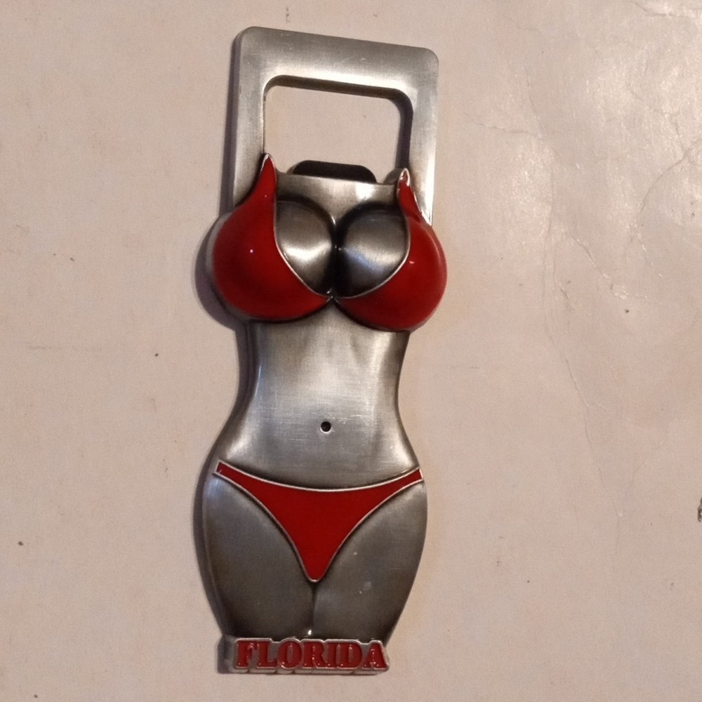 Florida Bikini Handheld Bottle Opener Magnet With Bodacious Details