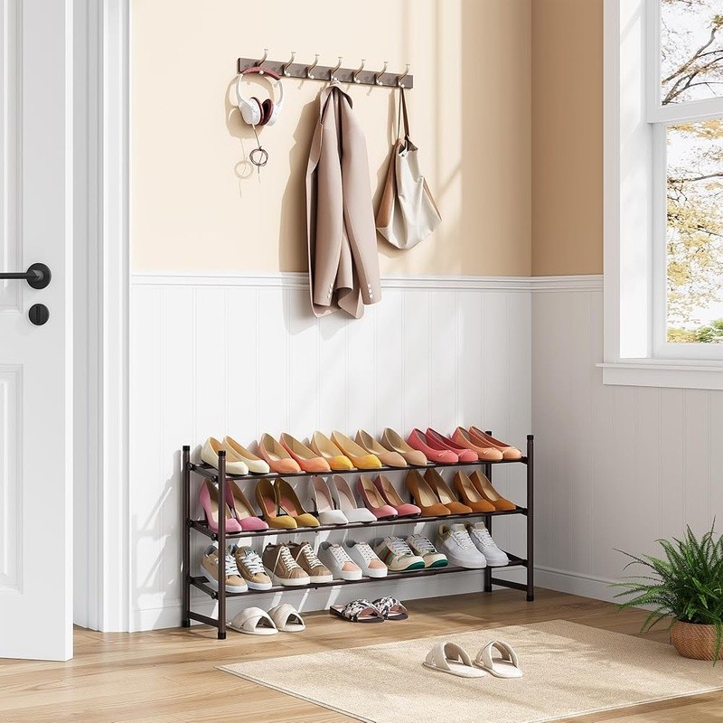 Expandable Stackable Shoe Rack Adjustable Organizer Space Saving Easy Assembly