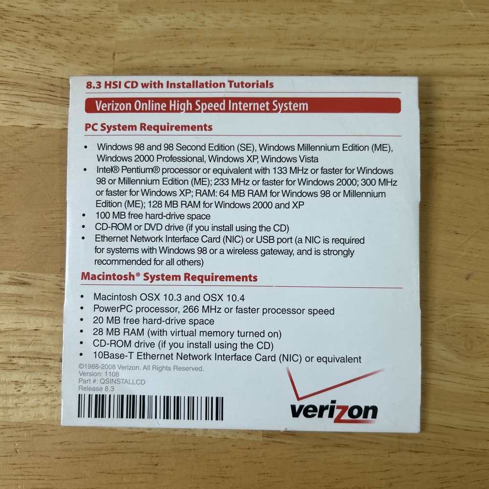 Verizon Online Release 8.3 QSINSTALLCD
