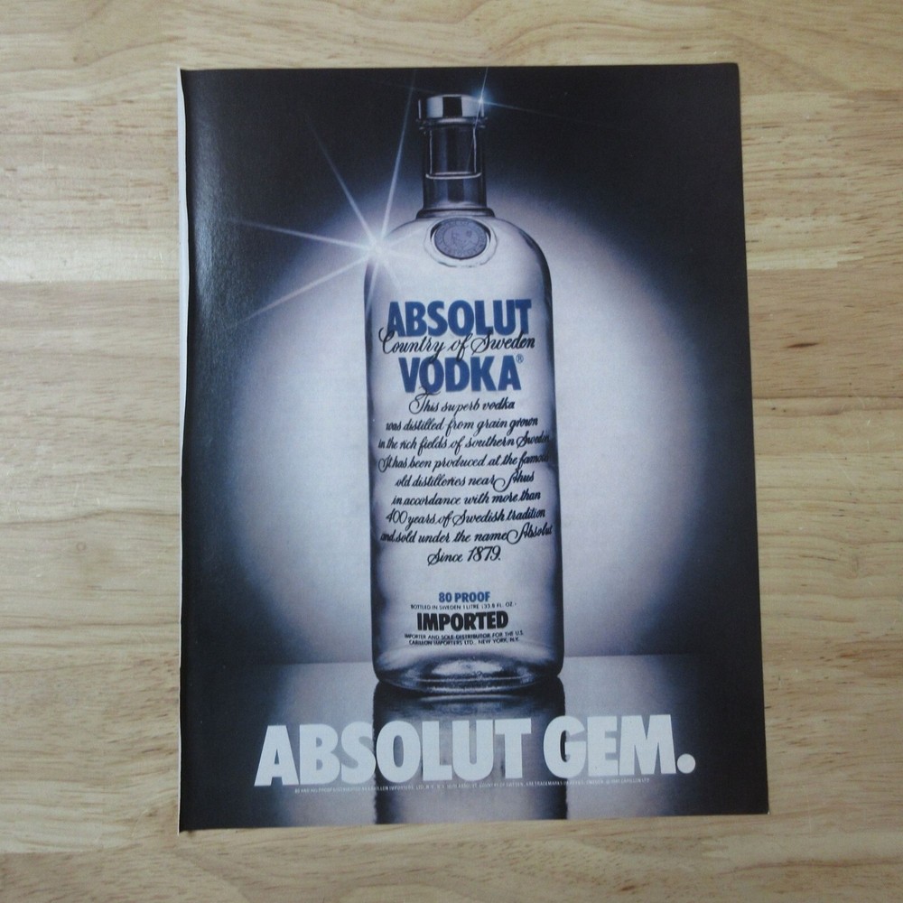 1982 Absolute Vodka - Absolute Gem - Vintage Print Ad