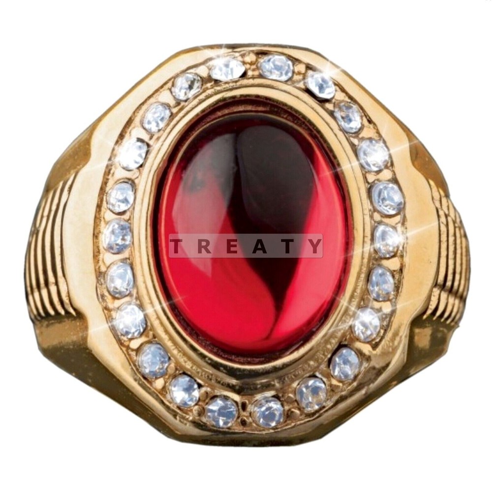 Garnet Oval Cut With 14K Solid Gold Ring For Men's #328