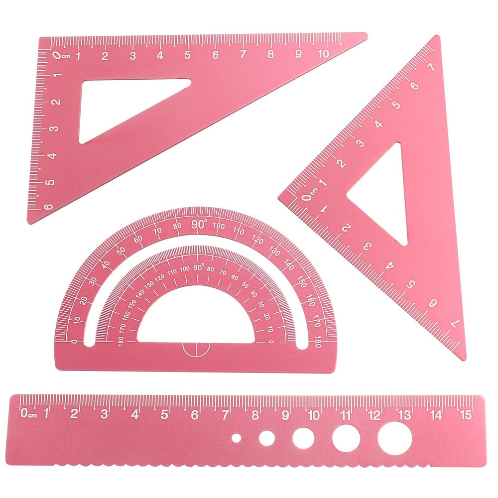 4 Pcs Triangular Scale Ruler Set Aluminum Alloy Triangular Ruler Set Metal Dr...