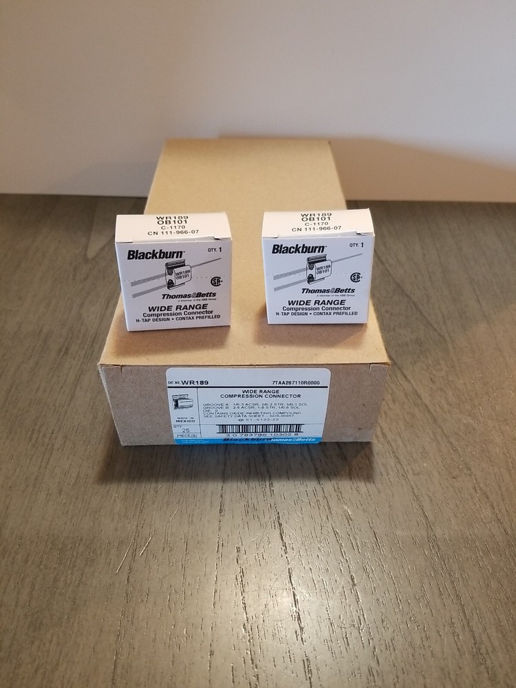 25-PACK THOMAS & BETTS BLACKBURN WR189 WIDE RANGE COMPRESSION CONNECTOR H-TAP