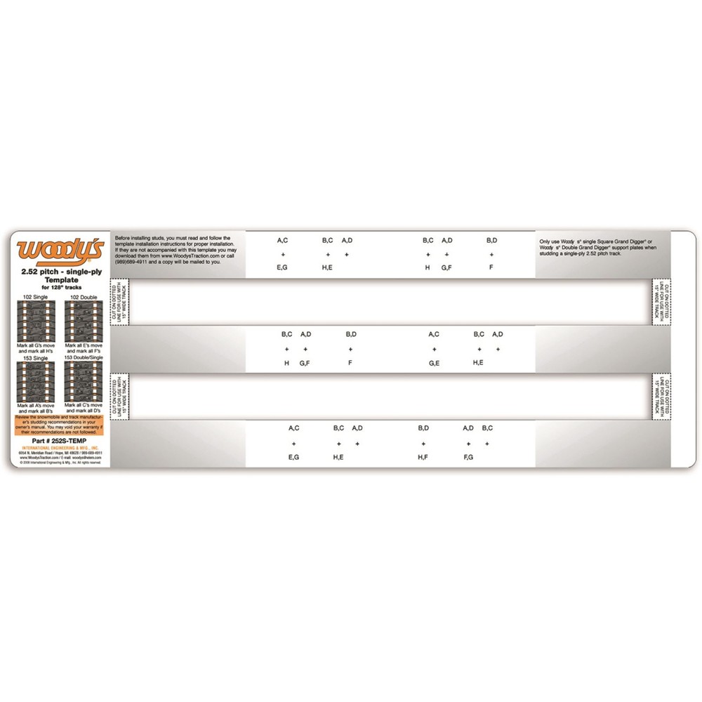 Woodys Studding Template 2.52" Pitch - Single Ply 252S-TEMP
