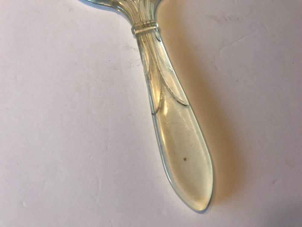 Vintage Lucite Hand Held Vanity Mirror Clear Plastic