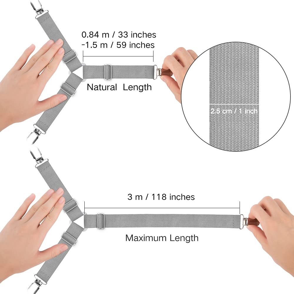 8 Pcs Adjustable Fitted Sheet Straps, Bed Corner, Clips, Fasteners, Suspenders