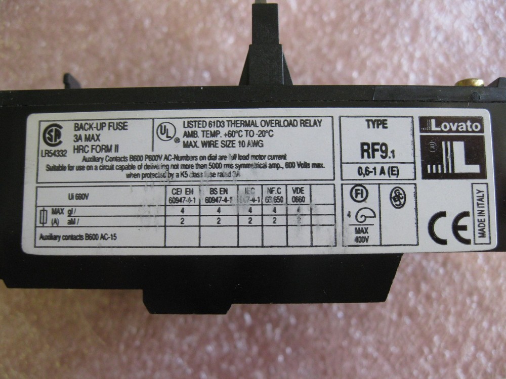 LOVATO RF9-E OVERLOAD RELAY 100994