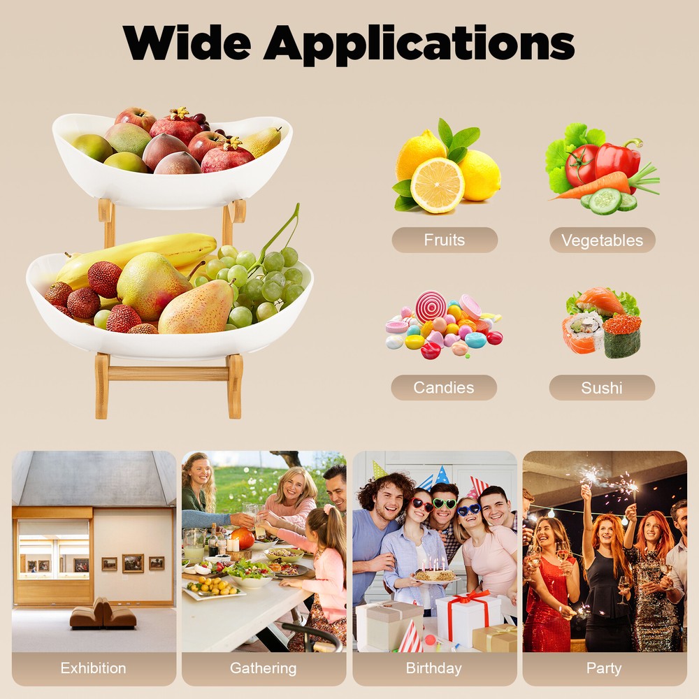 Detachable Fruit Basket Rack Ceramic Bread Vegetable Bowl Stand Fruit Holder NEW