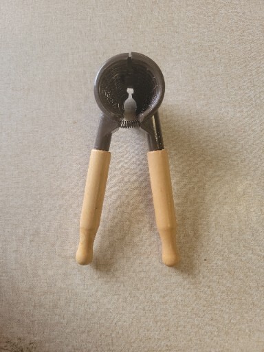 Vtg Heavy Duty Nut Cracker Hand Held Cone Pliers Pecans Walnuts Wood Handle
