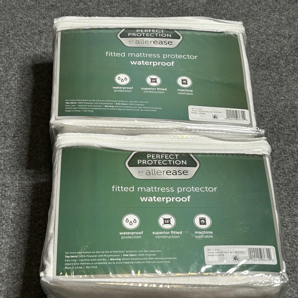 AllerEase Perfect Protection Waterproof Twin Fitted Mattress Protector Lot 2