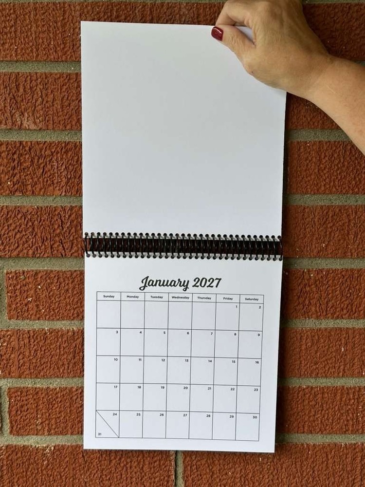 2027 Premade - Unaltered 8x8 Blank Scrapbook Calendar (Script Font)