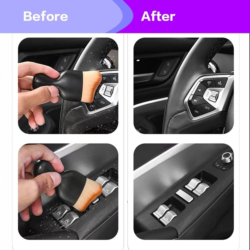 Multi-Surface Soft Bristle Brush for Car & Home Cleaning - Durable & Easy Grip