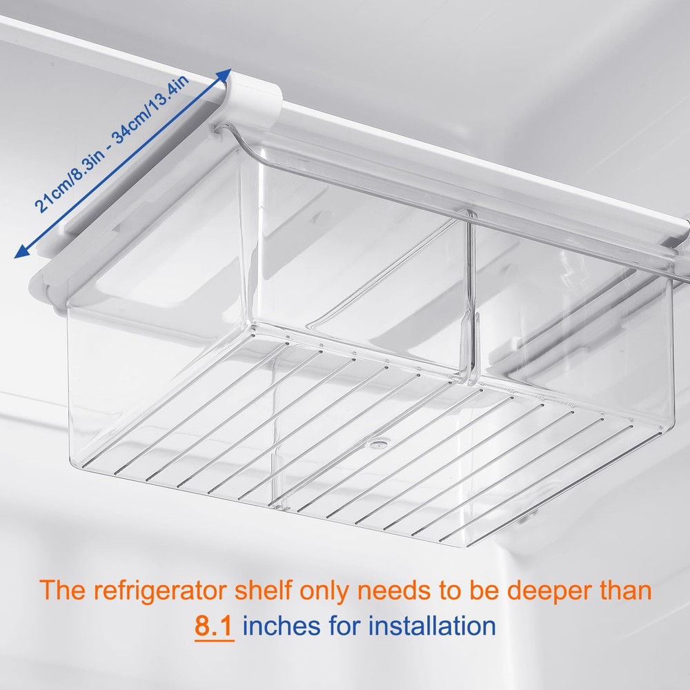 Bronkeeper PullOut Fridge Drawer Organizer Under Shelf Storage Bins for Refr...