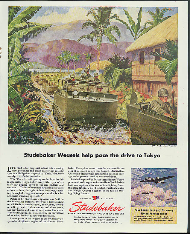 Help pace the drive to Tokyo Studebaker Weasel ad 1945