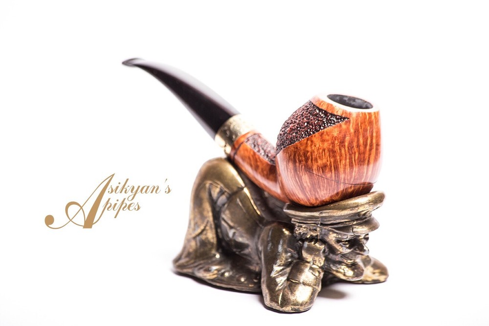 Asikyan Pipe #312/23 Bent Egg Smooth Partly Art Rusticated Hand Made