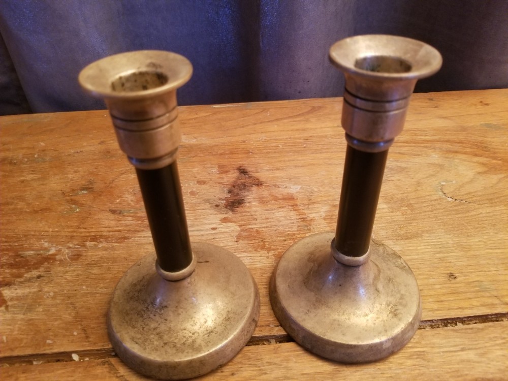 2 Vintage Antique Candlestick Holders