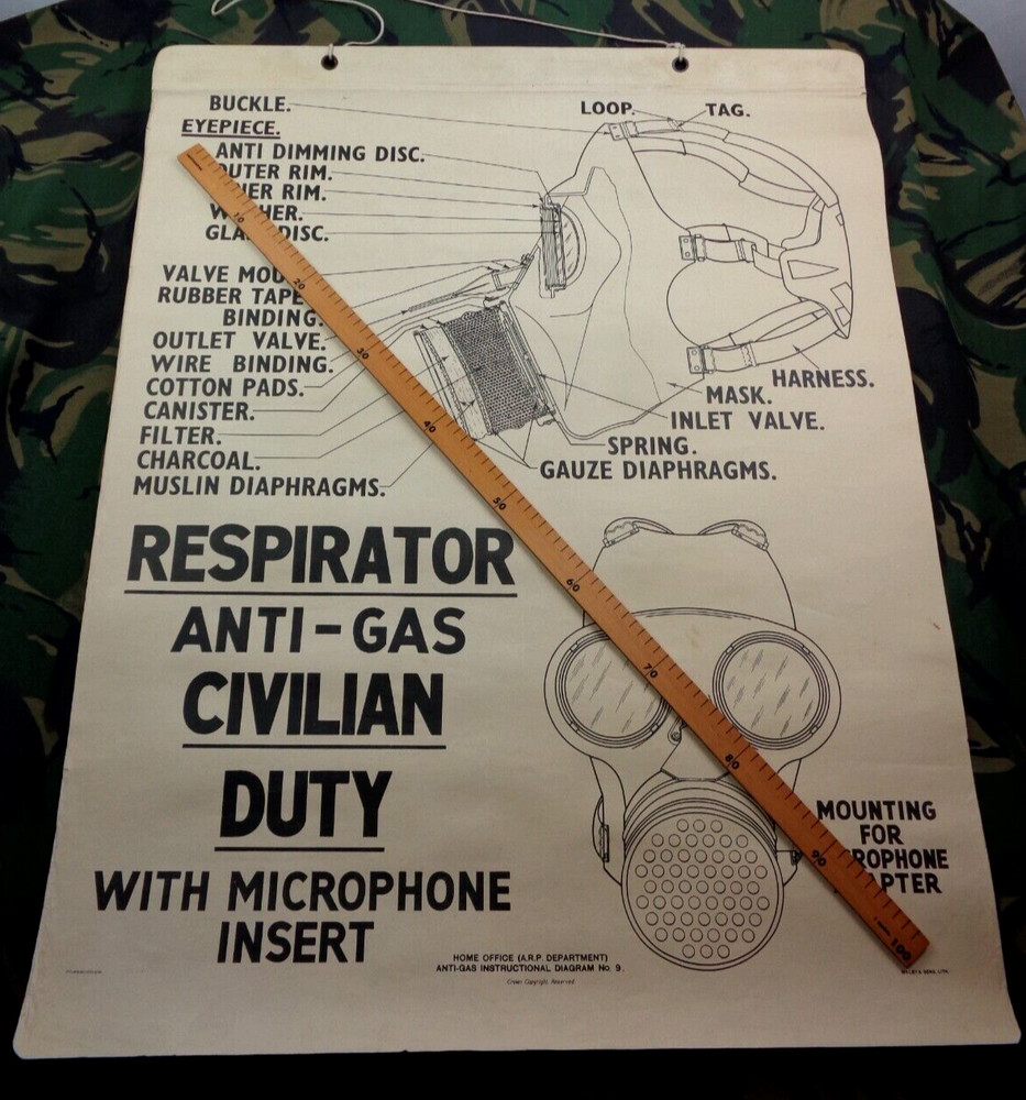 LARGE WW2 AIR RAID PRECAUTIONS (ARP) TRAINING WALL CHART (No. 9) 97cm x 76cm