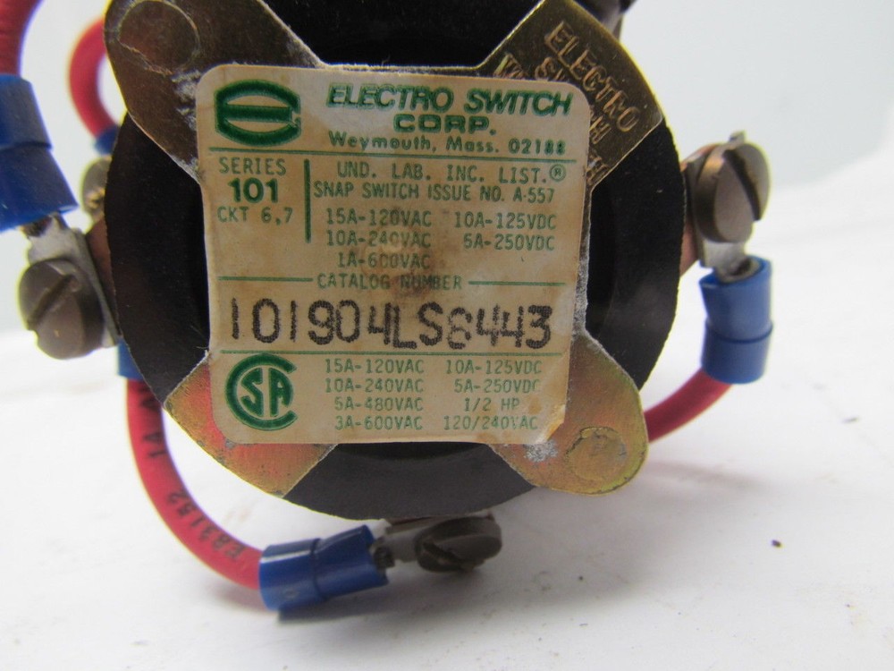Electro Switch 101904LS8443 Rotary Switch Phase Select 120 VAC 10A