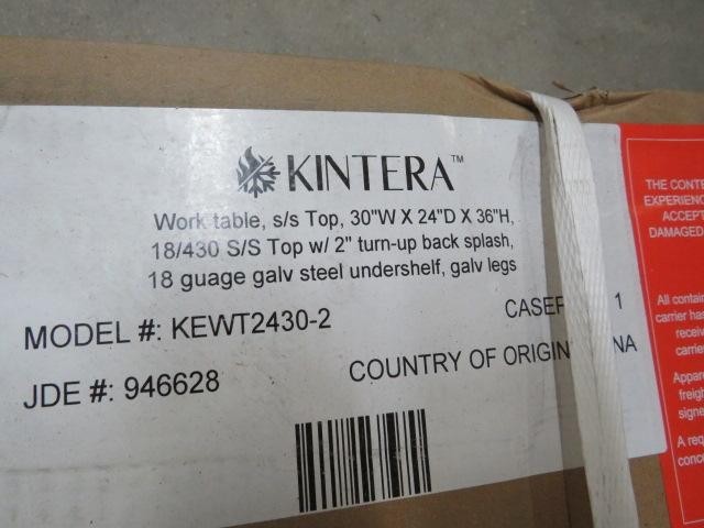 Kintera KEWT2430-2 Work Table w/ Backsplash Stainless Steel Top 30 x 24