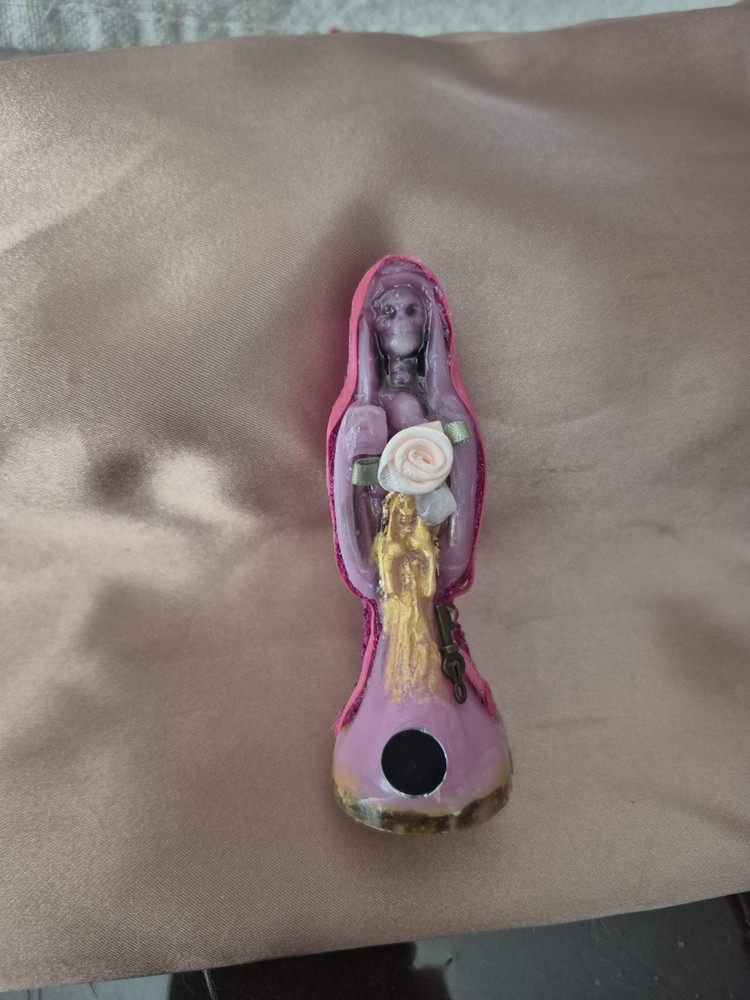 Santa Muerte Statue 3.5" Dressed PINK