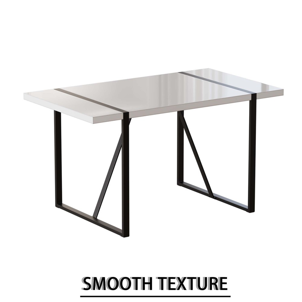 55 " modern rural industrial rectangular MDF white dining table, suitable for