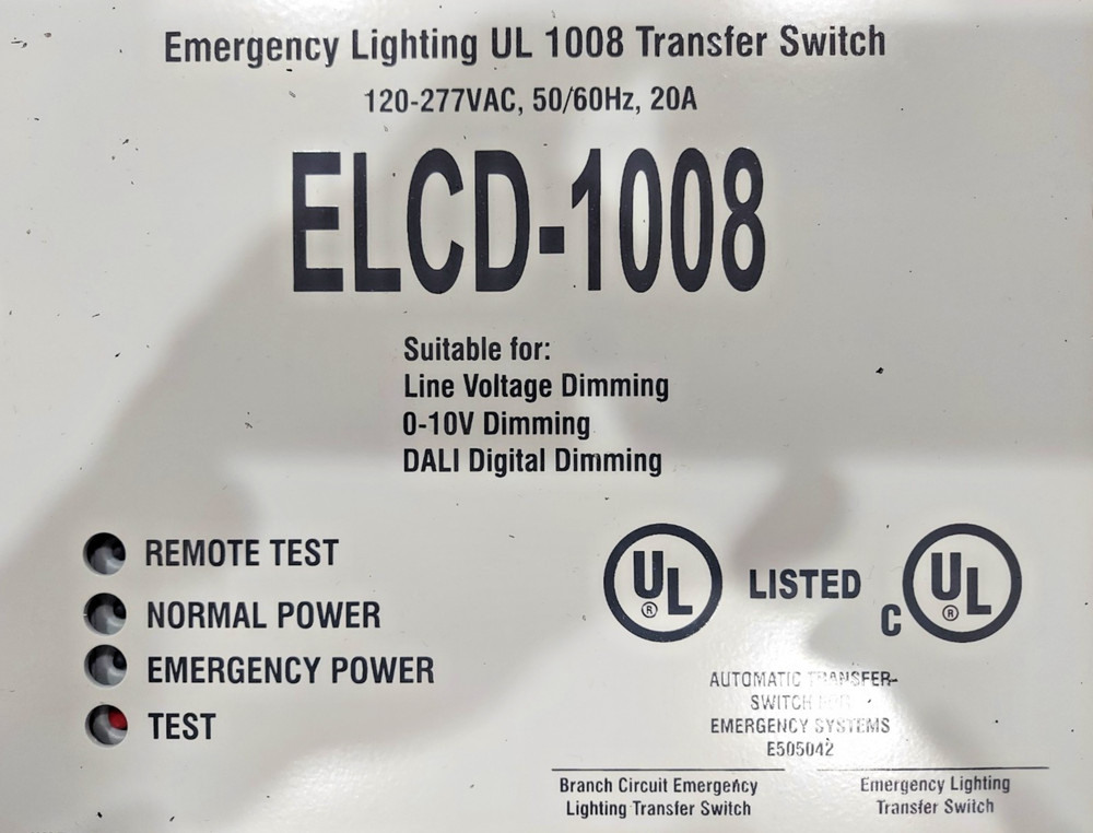 EvenLite Emergency Lighting Automatic Transfer Switch ELCD-1008 20A 120-277 VAC