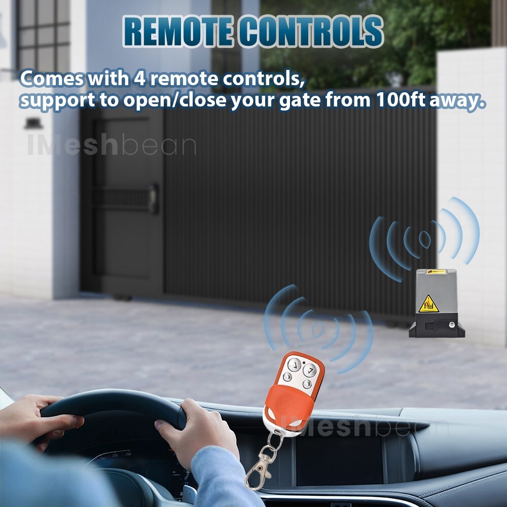 750W 4000LB Rack Driven Automatic Sliding Gate Openerw/ 4 Remotes & Complete Kit
