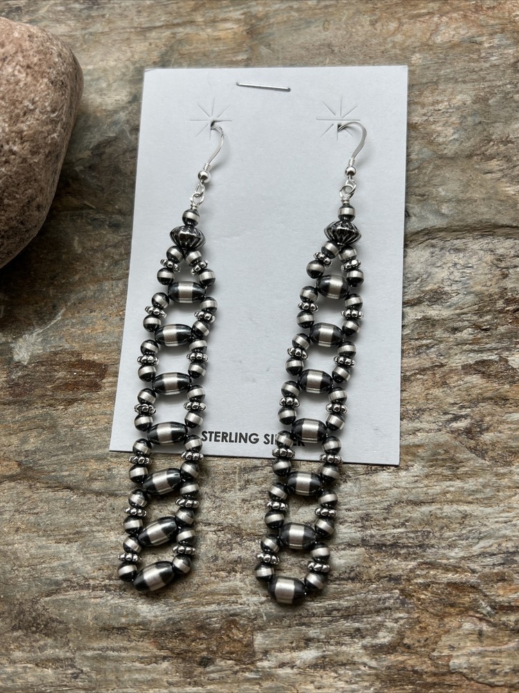 Sterling Silver Pearls Bead Earrings.