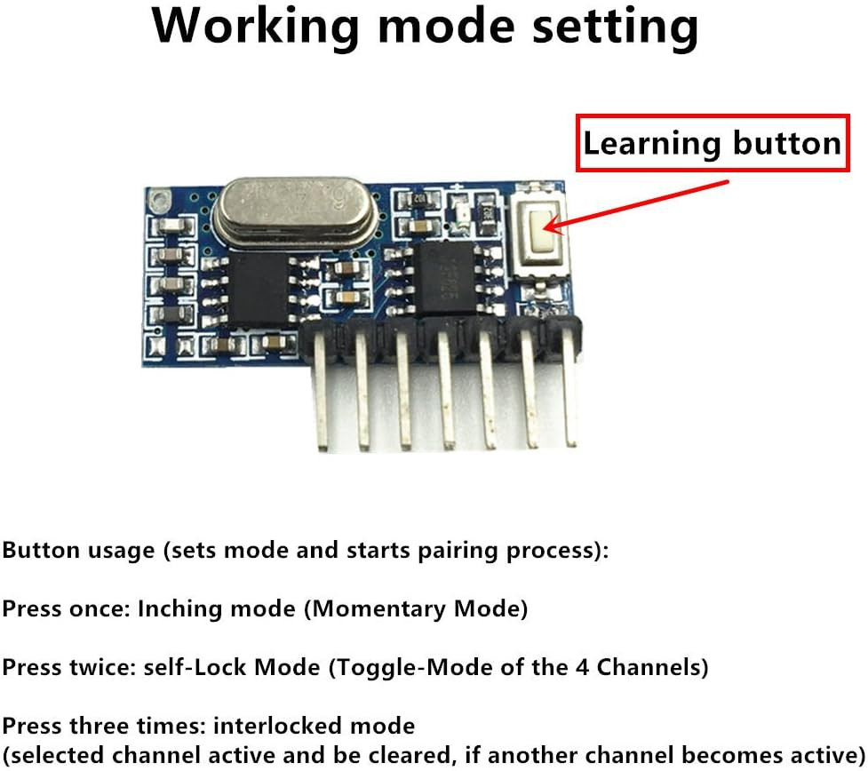 Wireless 433Mhz RF Module Receiver and Transmitter Remote Control Built-In Learn