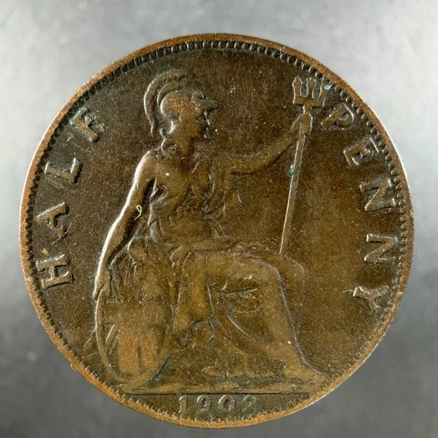 1902 Great Britain Half Penny Bold Design