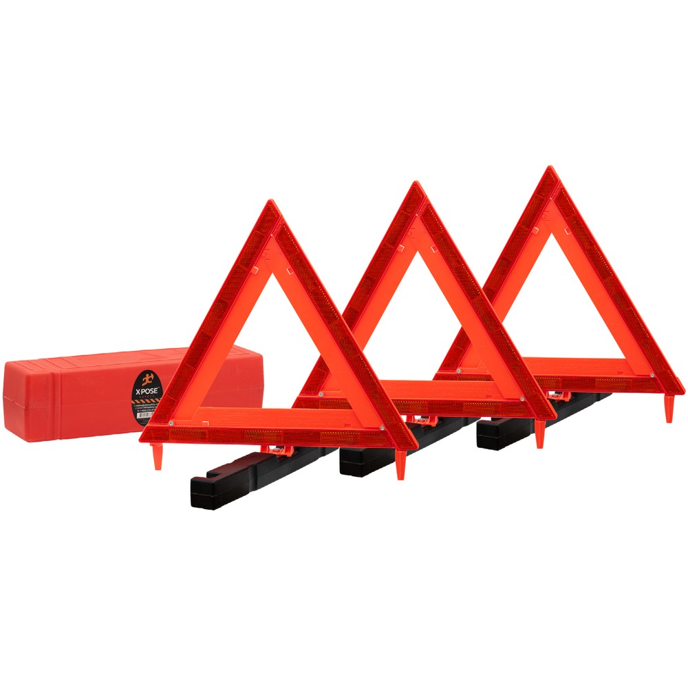 Reflective Emergency Triangles 3 Pack - Roadside Car Safety and Warning Tool