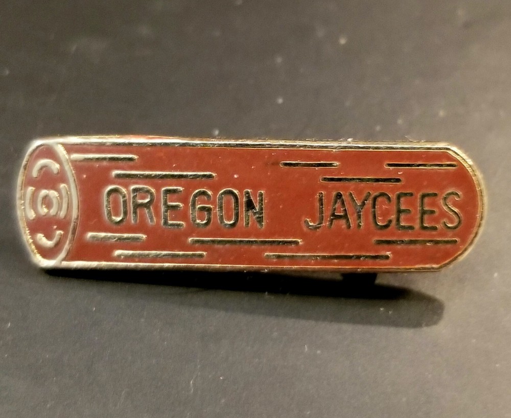 Vtg Oregon Jaycees Lumberjack Log Roll Tree Enamel Lapel Pin