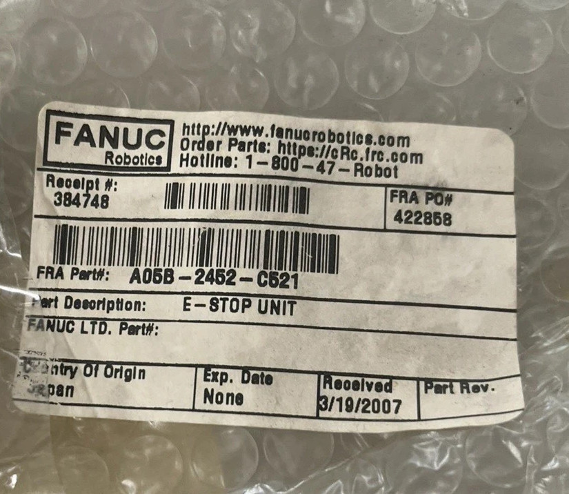 Fanuc, A05B-2452-C521, Emergency Stop Unit E Robot Control Power Switch