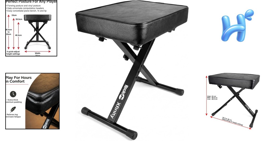 Adjustable Padded Keyboard Bench or Piano Stool with Lessons.