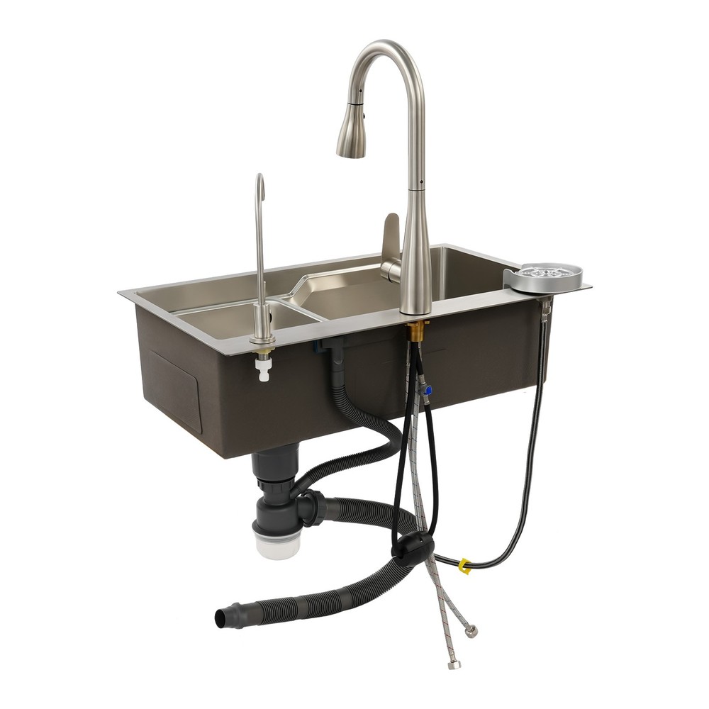29.53-inch Undermount Workstation Kitchen Sink Single Bowl with Pull-out Faucet