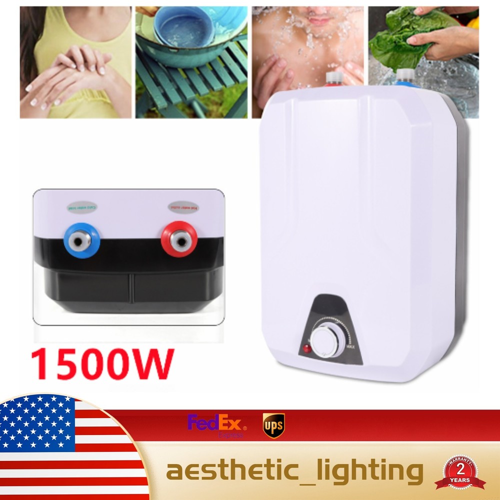 110V 1500W White Electric Tankless Hot Water Heater For Kitchen Bathroom NEW
