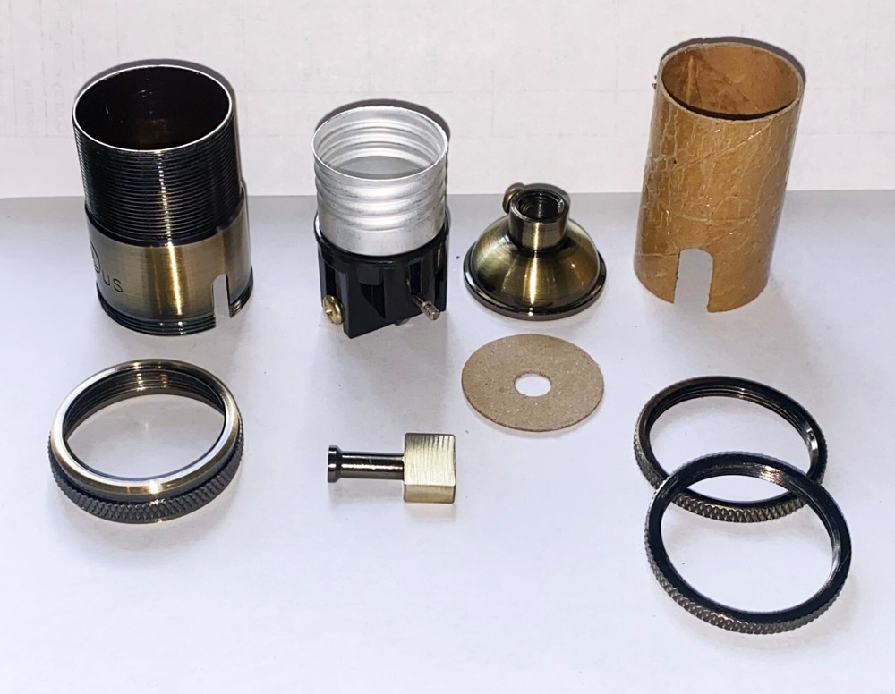 VINTAGE STYLE UNFINISHED BRASS PADDLE SWITCH MED BASE LAMP SOCKET UNO THREAD