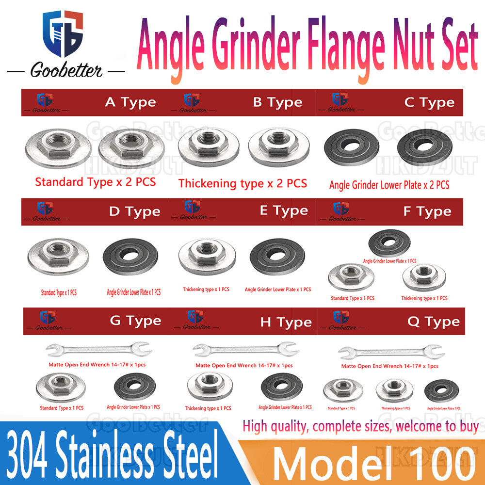 Angle Grinder Flange Nut Set Inner & Outer Metal Lock Nuts Tools Model 100