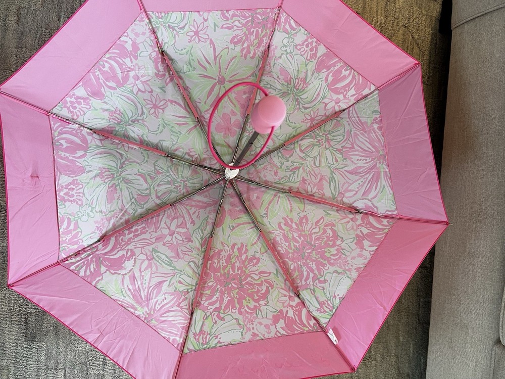 Lilly Pulitzer Folding Travel Umbrella Automatic Open