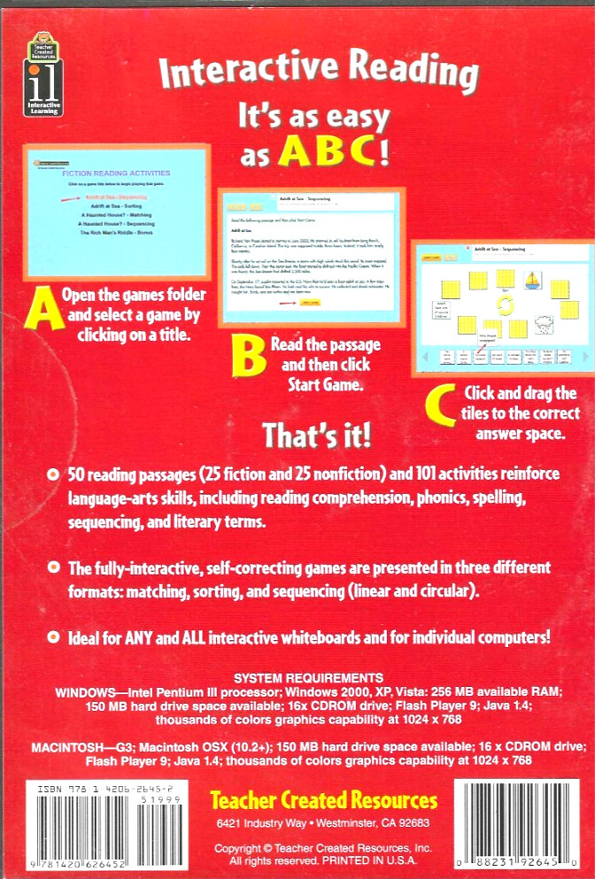 Reading Fiction Non Fiction, Gr3 Interactive Whiteboards, Windows Mac Teachers,