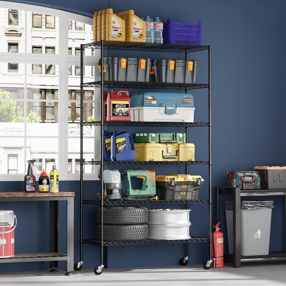 Rust-Resistant 6-Tier Wire Shelving System with Wheels | Easy Tool-Free Assembly