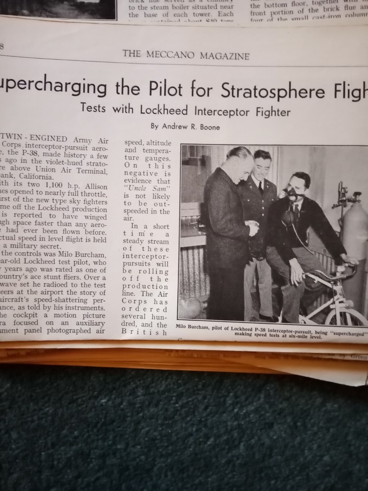 El63 Ephemera  1941 article milo burcham Lockheed test pilot