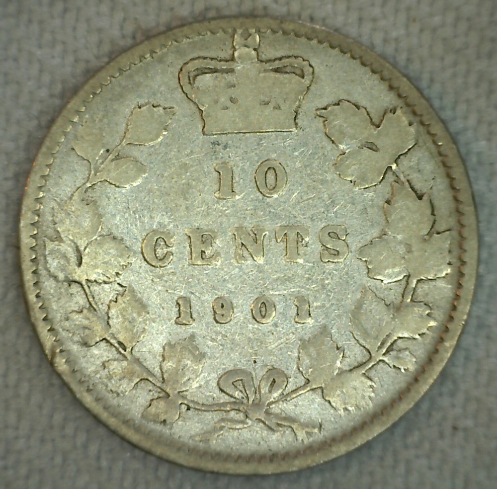 1901 Canada 10 Ten Cent Coin Silver Very Good