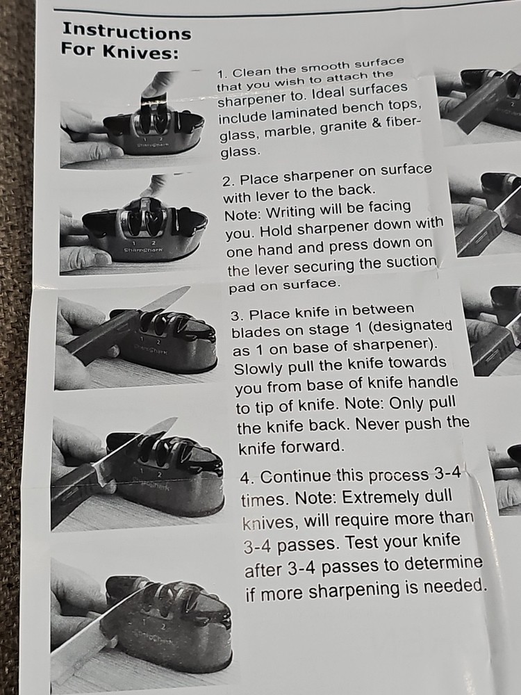 NEW SharpShark Knife & Scissors Sharpener Blue with Suction Base Pull Through