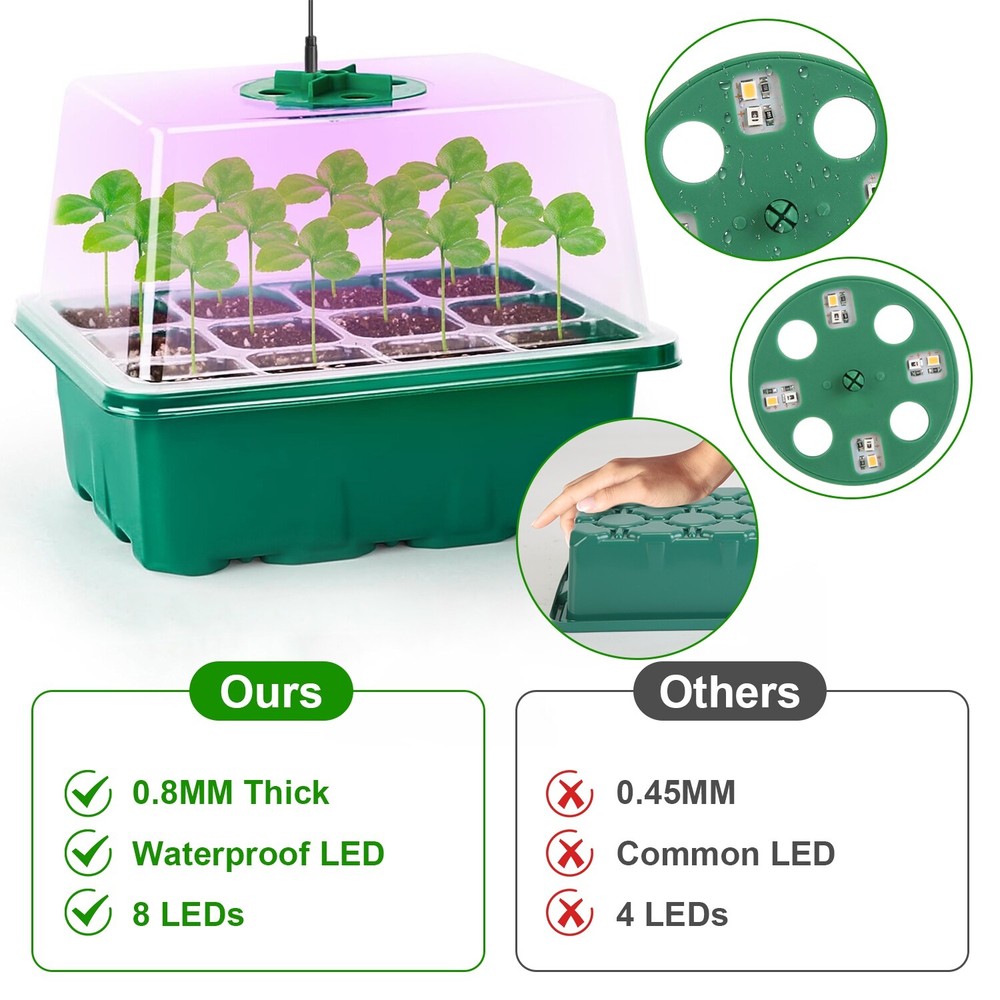 5 Pack Seed Starter Kit with Light, Seedling Starter Trays w/ Timing Controller
