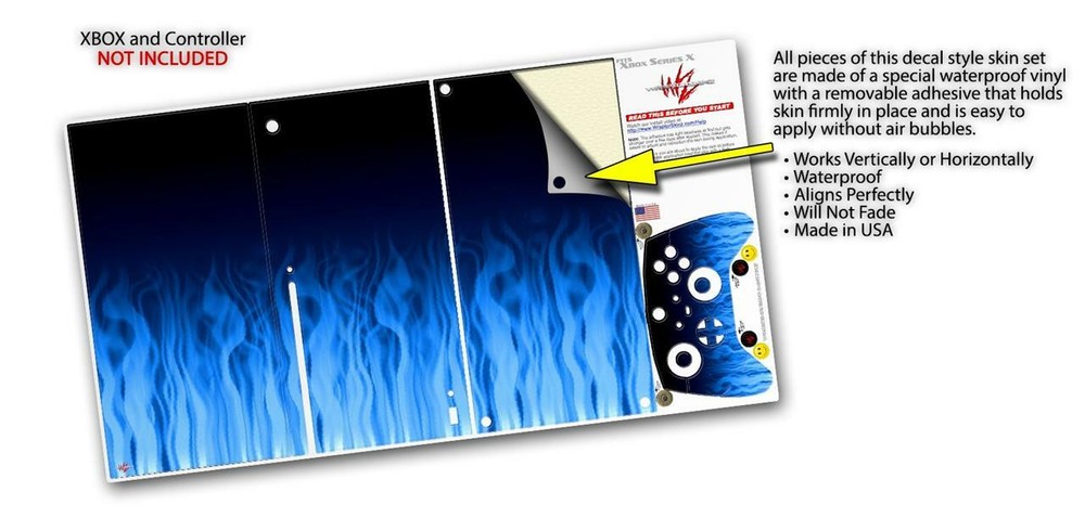 Skin Set for XBOX Series X Fire Blue