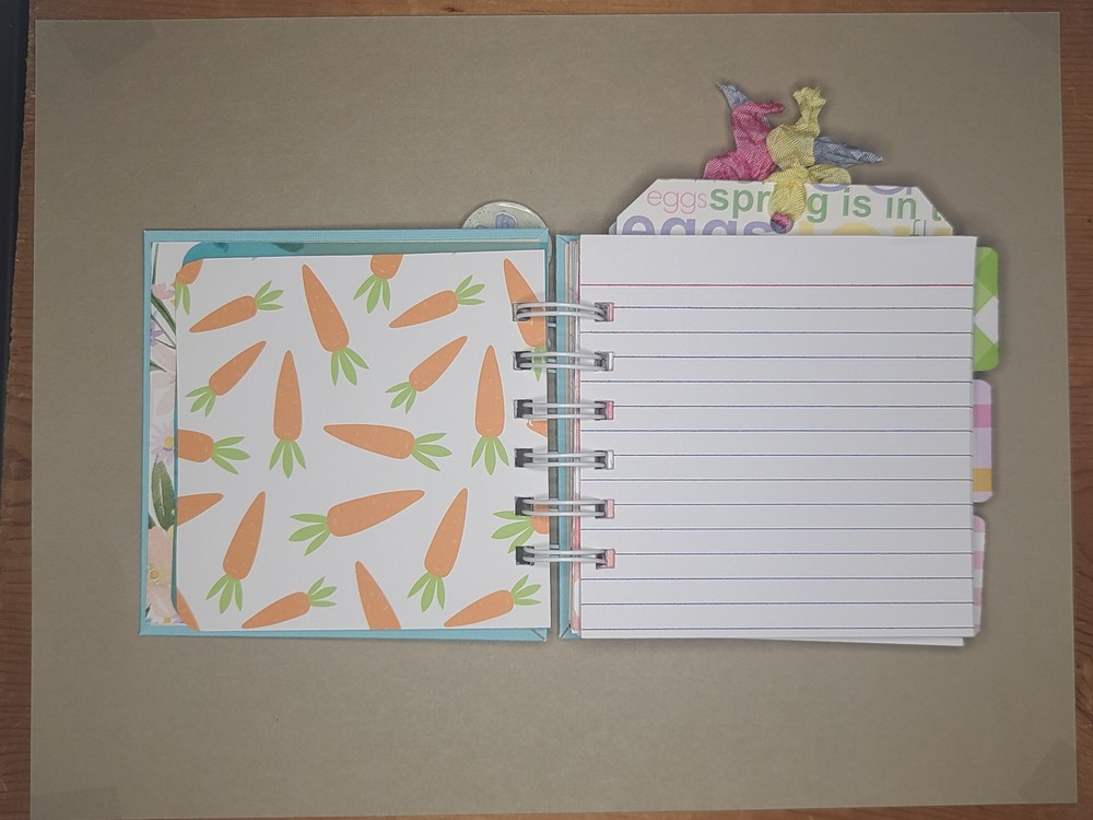 Little cinched journal notebook, Easter, handmade