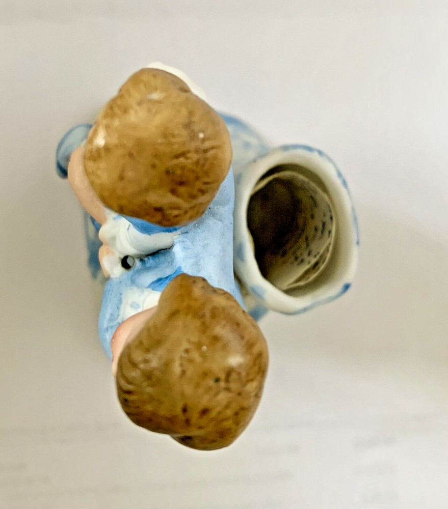 Bisque Toothpick Holder Colonial Couple Tree Stump Unbranded Personal Note