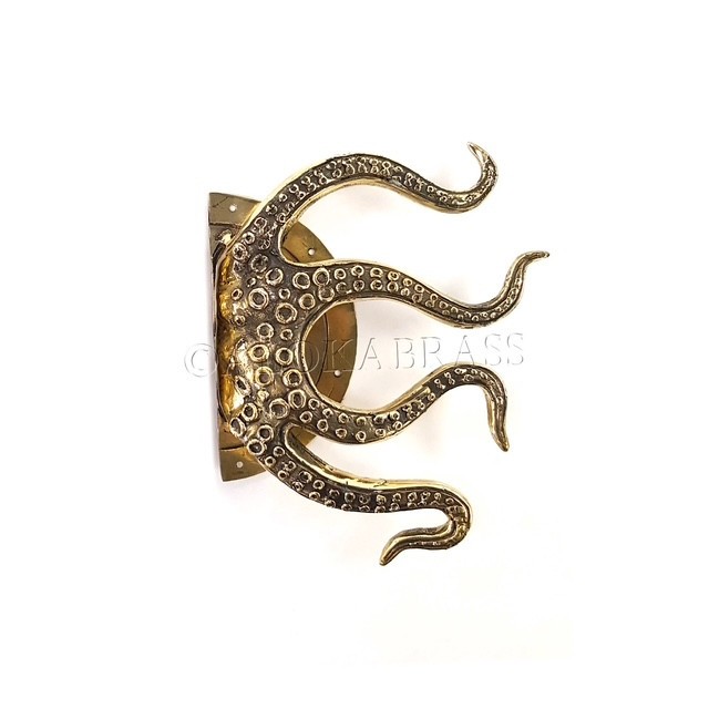 Rustic Solid Brass Octopus Tentacle Door Handle — Heavy, Hand‑Made GRAB PULL